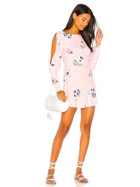 Free People Pink Sunshadows Rosebud Combo Split Sleeve Dress, Size 6 NWT
